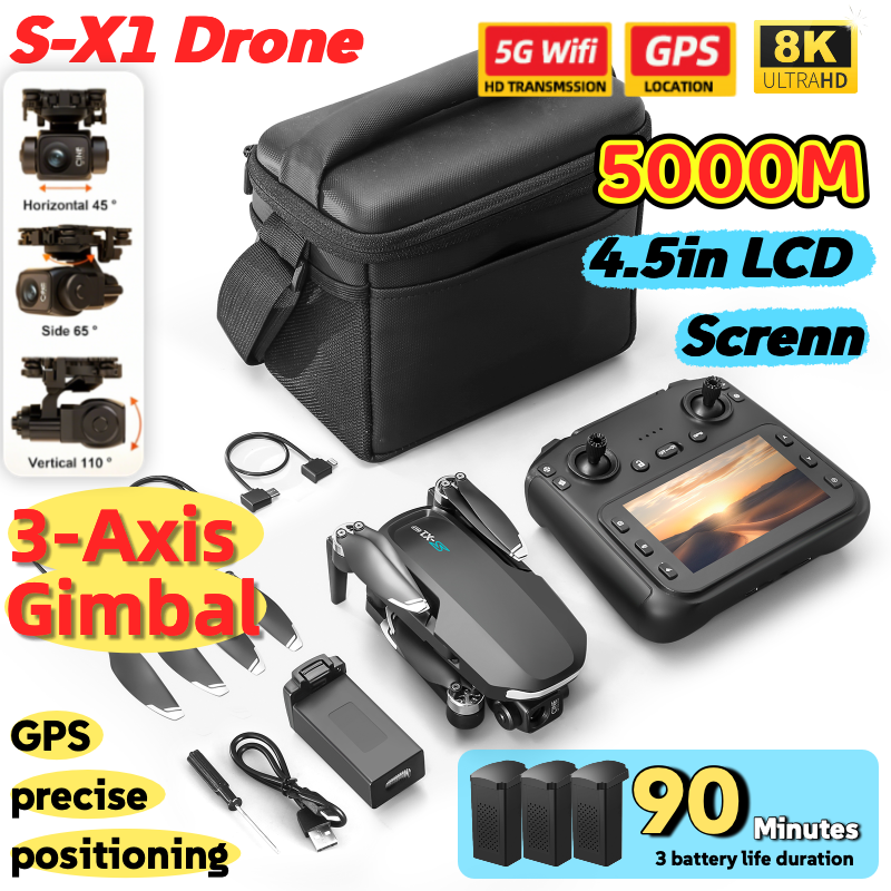 S-X1 MAX GPS Drone with 3-Axis - Drone Kit Long Range のレビューと価格